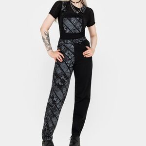 Cartomancy Spliced Denim Dungarees